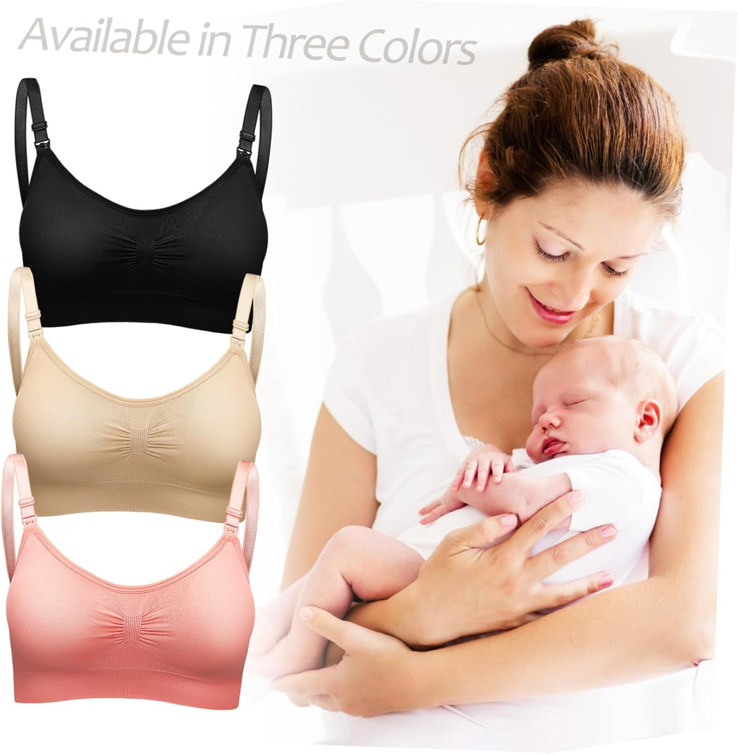 FRCOLOR 3Pcs Nursing Bras Breastfeeding Bras Maternity Nursing Bras Pregnancy Pumping Bras Extenders for Pregnant Women for Pregnancy image number 1
