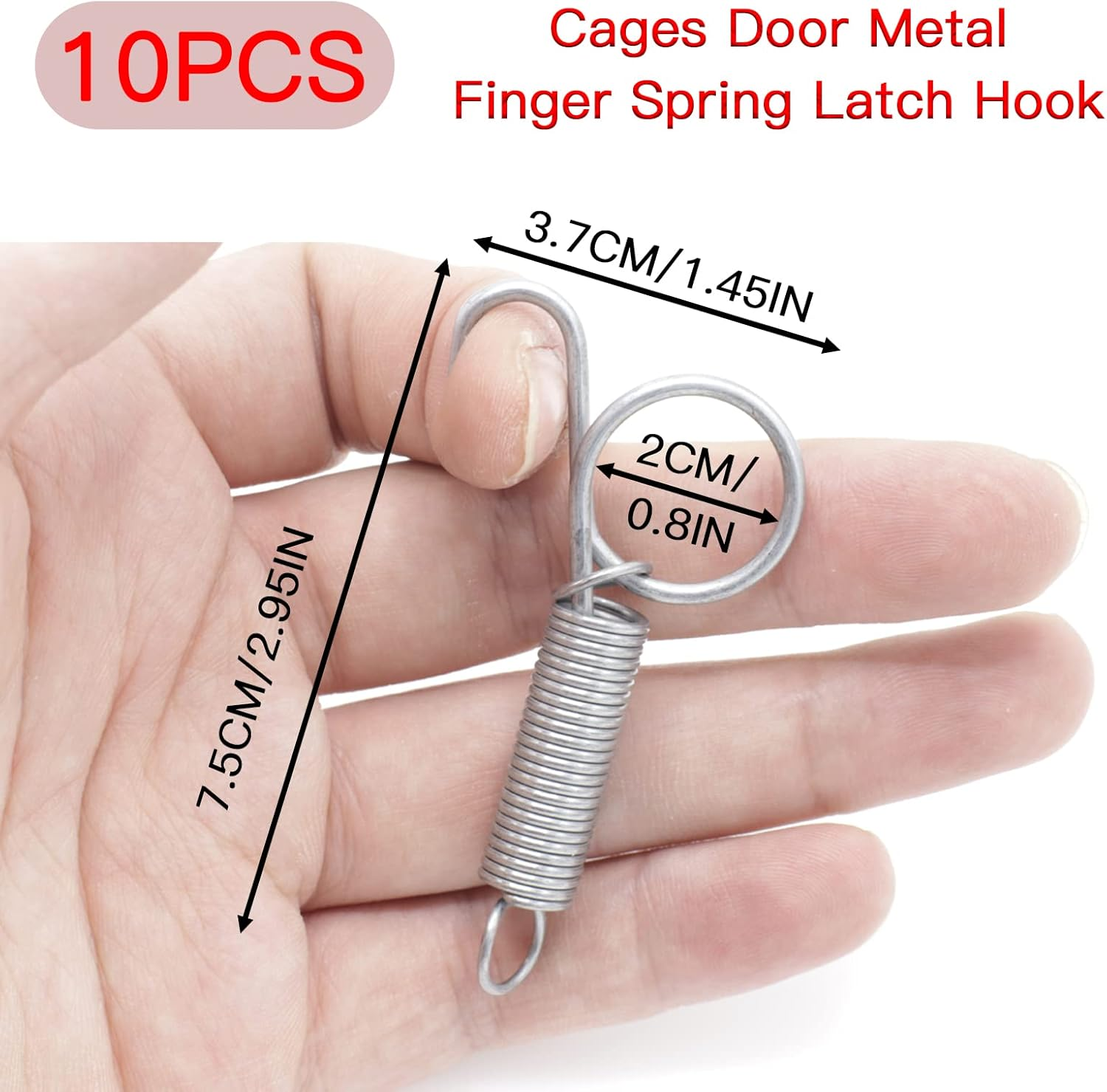 Cheerock 10Pcs Spring Latch Hook for Cat Bird Cage, Pet Cage Door Spring Latch Lock, Rabbit Cages Door Spring Latch Hook, Pet Cage Door Fixing Compatible with Large Bird Parrot Cat