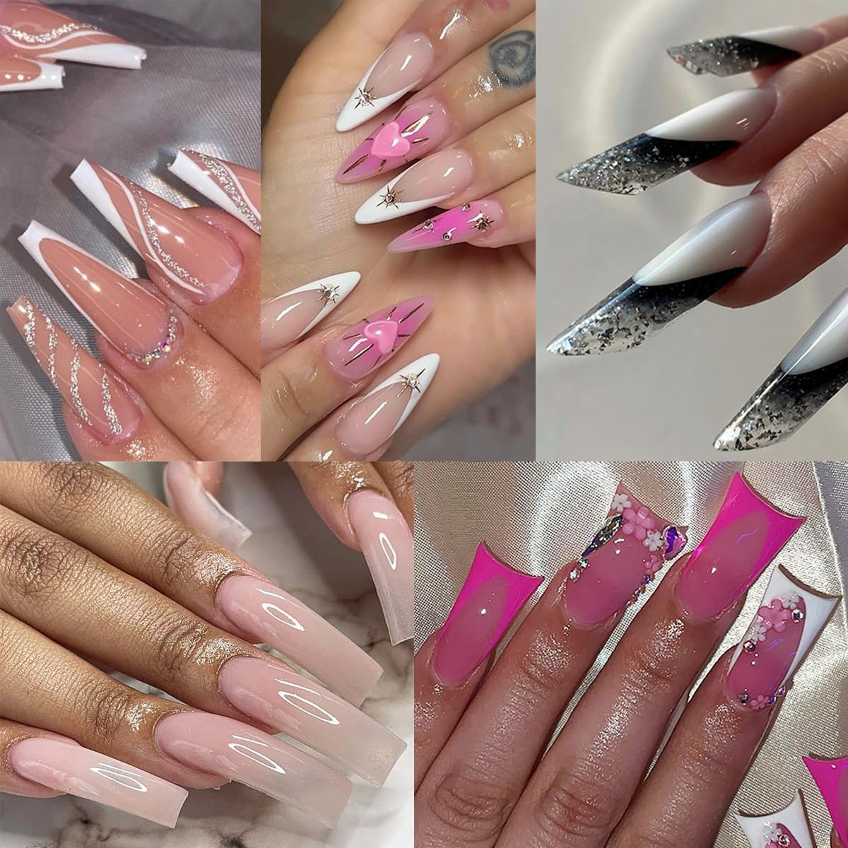 Dual Forms for Polygel, 348PCS Nail Molds for Builder Gel, 12 Sizes Stiletto Ballerina Coffin Dual Forms Poly Gel Nail Tips, Extension Forms with 10PCS Nail Clips, Nail Extension Tools Kit - French Tips Sticker image number 2