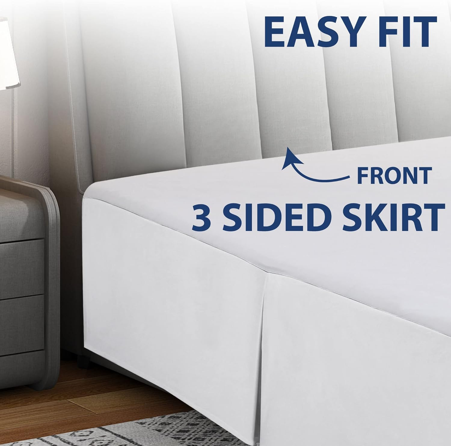 Luxury Double Brushed Microfiber Bed Skirt, Ultra Soft, Hypoallergenic, and Wrinkle Resistant - White, Queen image number 5