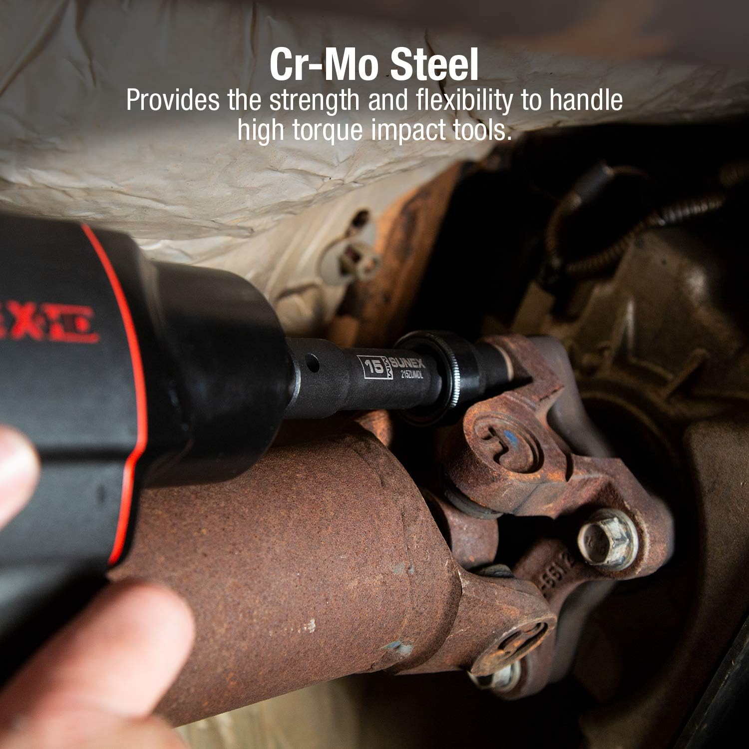 SUNEX TOOLS 2695, &frac12; Inch Drive Driveline Limited Clearance Socket Set, 12-Point, 9-Piece, Metric, 8Mm-17Mm, Cr-Mo Steel, Heavy Duty Storage Case image number 3