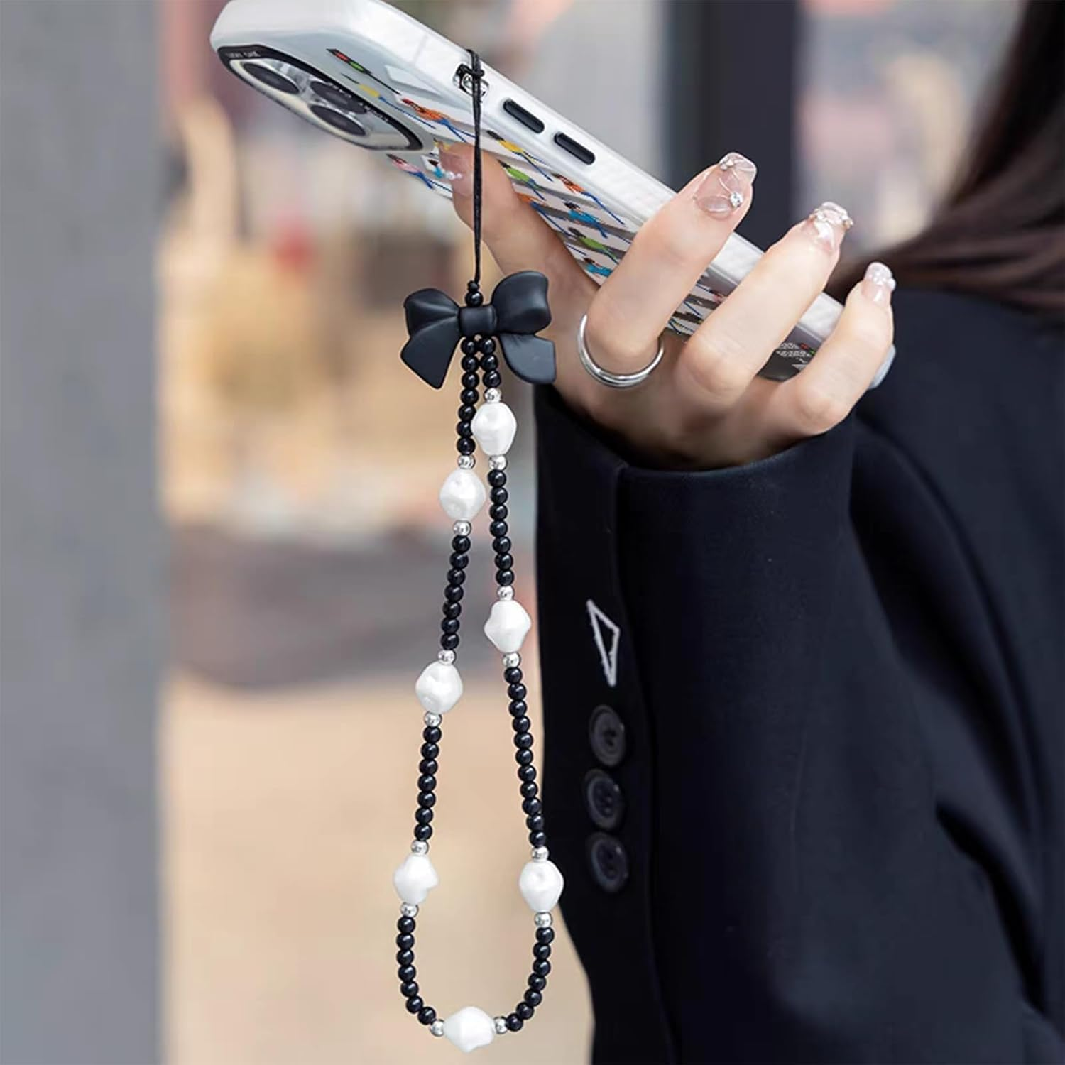A.S.Marelis 4 Pieces Phone Charms Beads, Phone Charm Strap, Mobile Phone Lanyard, Pearl Style, Mobile Phone Pendant, Phone Charm image number 3