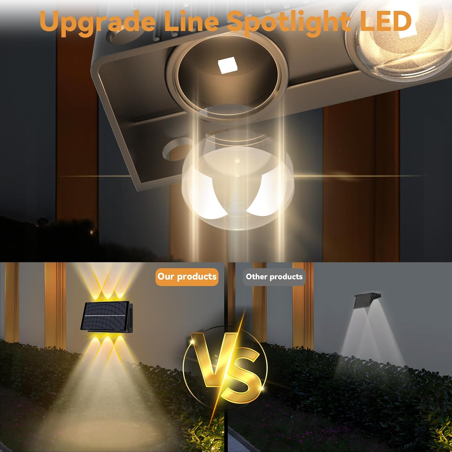 Talwei Solar Wall Light Outdoor up and down Lights Solar Light for Outdoor Use Warm White LED Lighting Waterproof Wall Light Wall Wireless Waterproof Fence (4, 6 Leds) image number 1