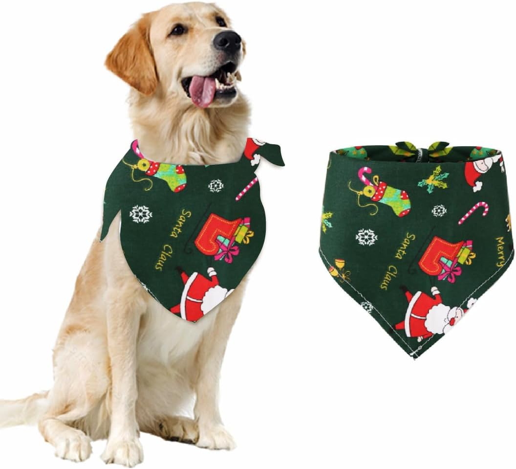 JTKREW Pack of 2 Christmas Pet Bandanas Dog Bandanas and Triangular Bandanas Festive Design image number 2