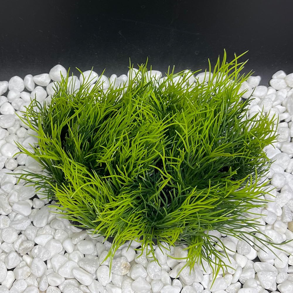 Smoothedo-Pets Aquarium Plants Fish Tank Decorations 20Pcs Small Size/1Inch Tall Plastic Artificial Plant Goldfish Waterscape Fish Hides Mini Grass Set (Green-Dark) image number 1