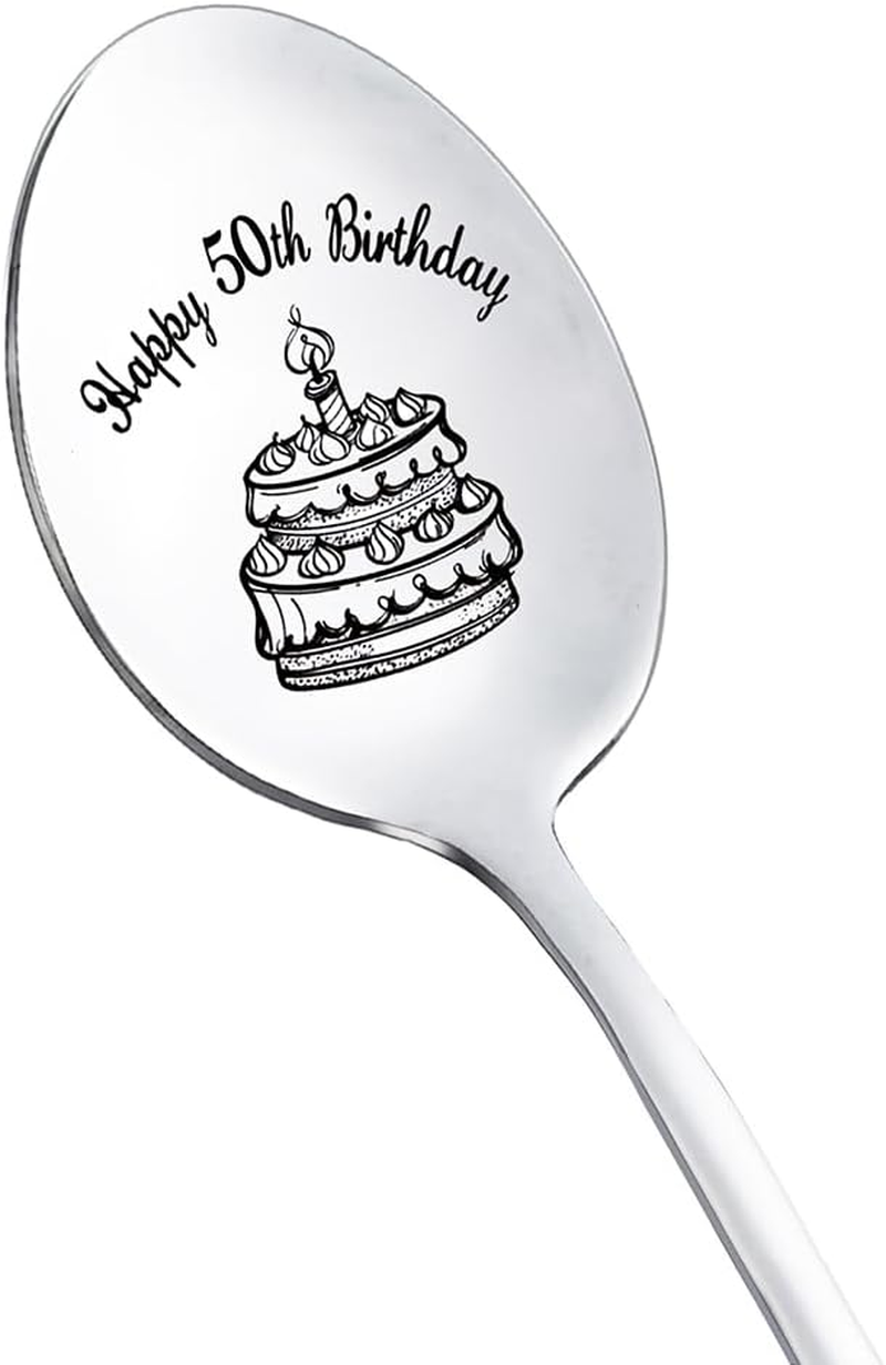 RFTWXHPN Happy 40Th Birthday Spoon Gifts for Women Men 40 Yr Old Birthday Gifts for Aunt Brother 40 Years Old Birthday Gifts Men Women 40 Th Birthday Gifts for Son Mom Ice Cream Spoons