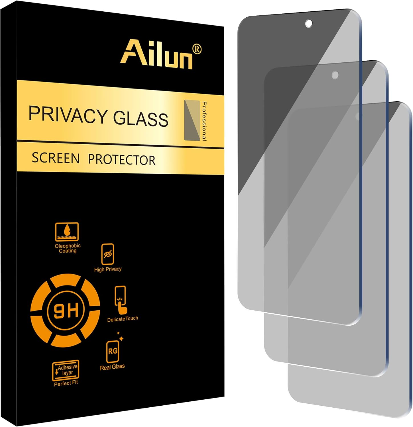 Ailun 3 Pack Privacy Screen Protector for Iphone 17 [6.3 Inch] with Installation Frame, anti Spy Private Tempered Glass Anti-Scratch Case Friendly