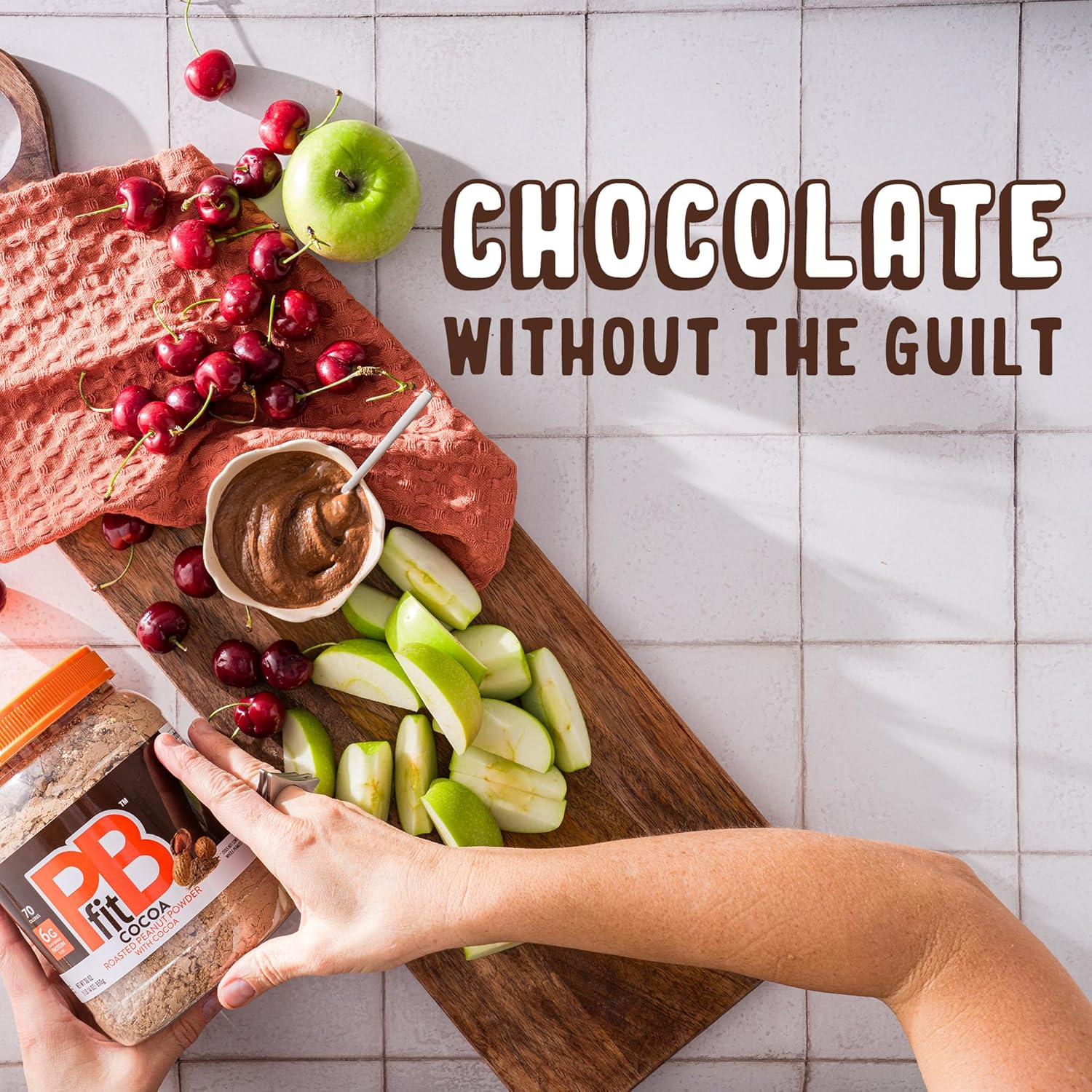 Pbfit 30 Ounce Peanut Butter Powder Chocolate Flavor, Cocoa Powdered Peanut Butter Spread from Real Roasted Peanuts and Cocoa, 6G of Protein 7% DV, Gluten-Free, 70 Calories, 88% Less Fat (Pack of 1) image number 5