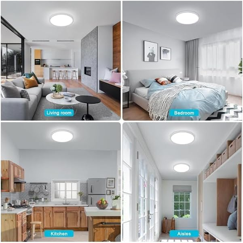 Flush Mount Ceiling Light 24W Daylight 6500K - Ultra-Thin 2.5Cm 2400Lm, Pack of 2 image number 3