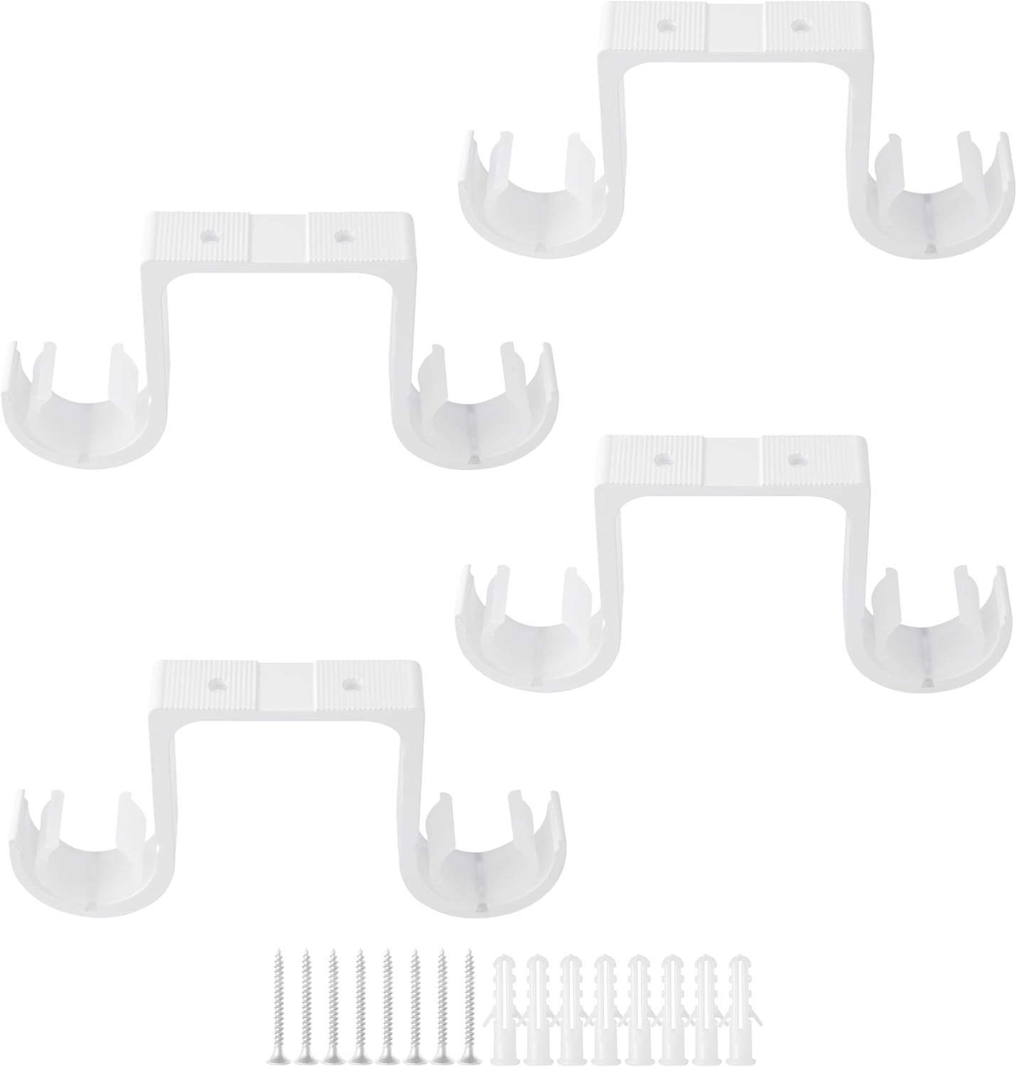 Curtain Rod Brackets 2Pcs - Aluminum Alloy Ceiling Mounted Double Curtain Rod Brackets Black - Black image number 4