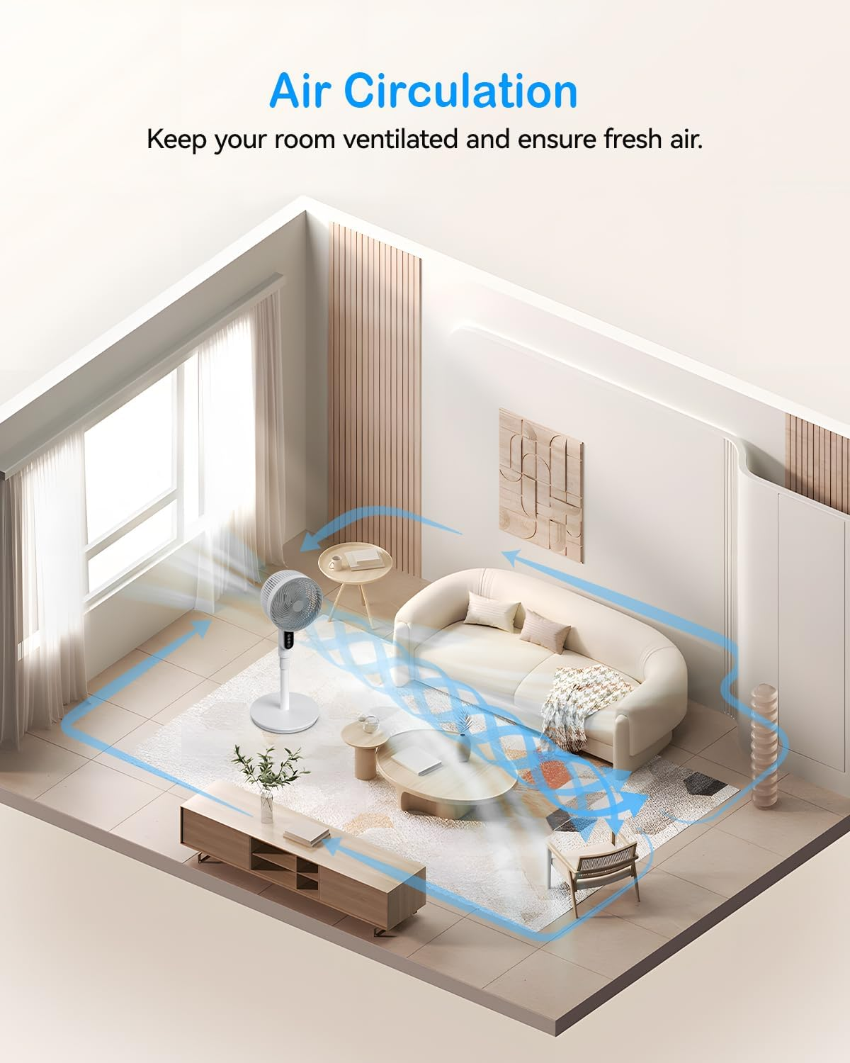 Pedestal Fan, 40'' Oscillating Standing Fan with Remote Control, Adjustable Height Air Circulation Floor Fan, Timer, 6 Speeds Adjustable Stand Fan for Home, Bedroom, Dormitory, Office image number 2