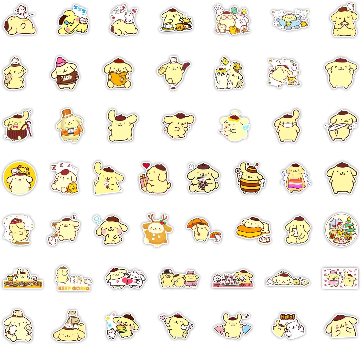 For Pom Pom Purin Stickers,50 PCS Graffiti Vinyl Waterproof Decals for Water Bottles Computer Bicycle Skateboard Luggage Phone Pad Laptop Kids Teens Stickers Pack image number 6