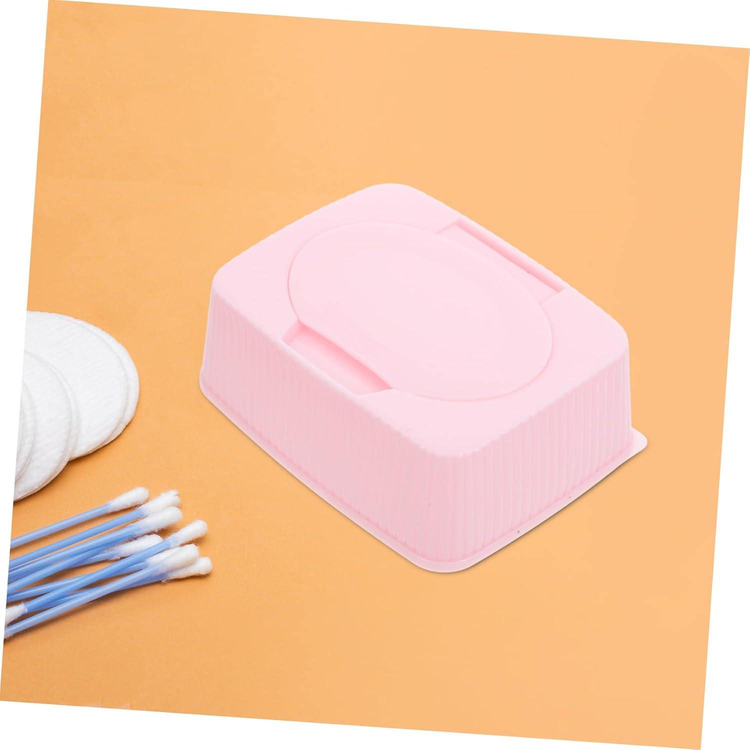 Baby Wipes Storage Box Flip Lid, Dustproof Plastic Wet Tissue Container, Nursery and Travel Dispenser, Keeps Baby Wipes Moist and Fresh, Pink image number 4