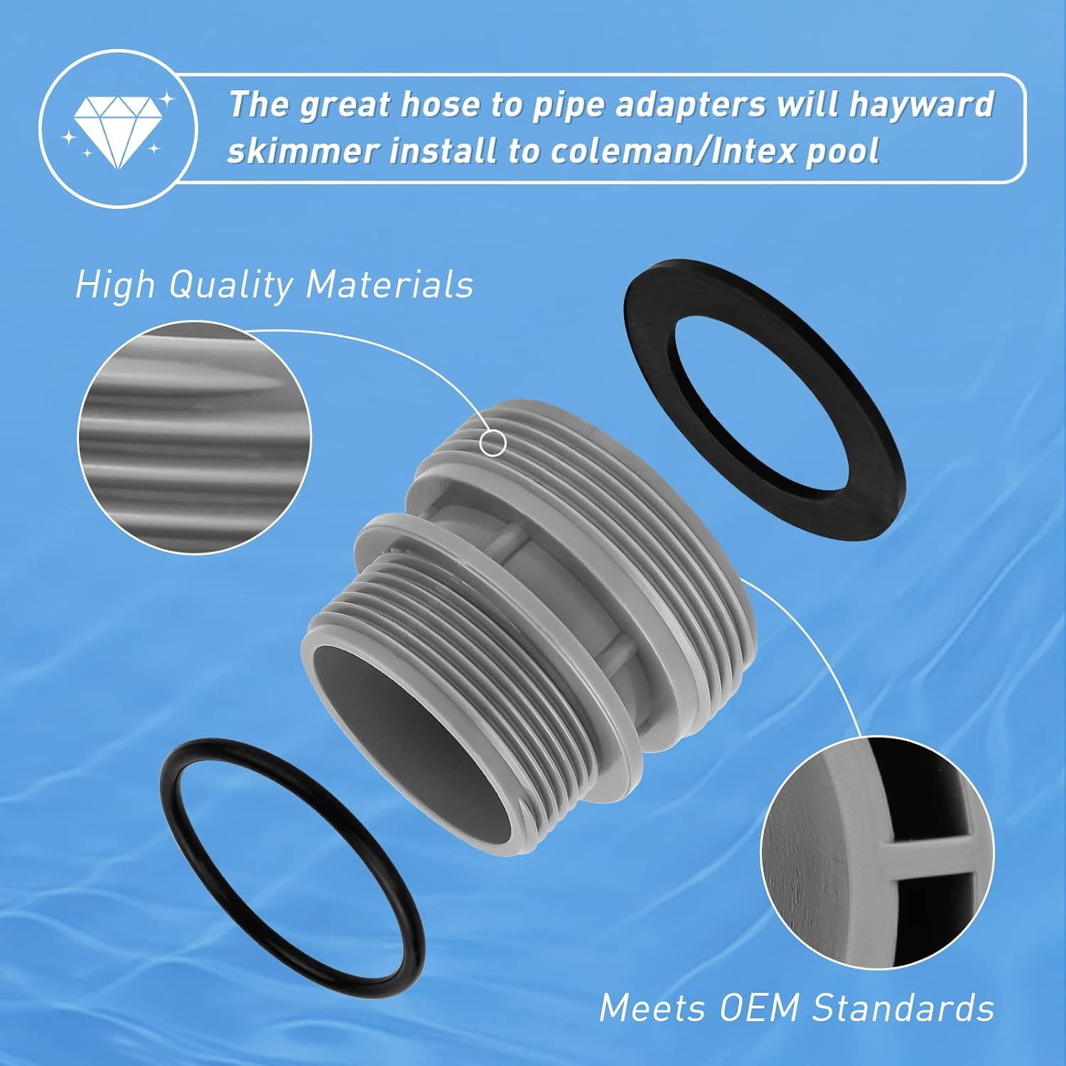 Hose Conversion Adapters Kit Compatible with Intex Coleman 4560 40Mm to 1 1/2 Inch Conversion Kit for Hayward Intex Pool Hose Connector Pool Pump Sand Filter above Ground Pools Part - 2 Pcs image number 6