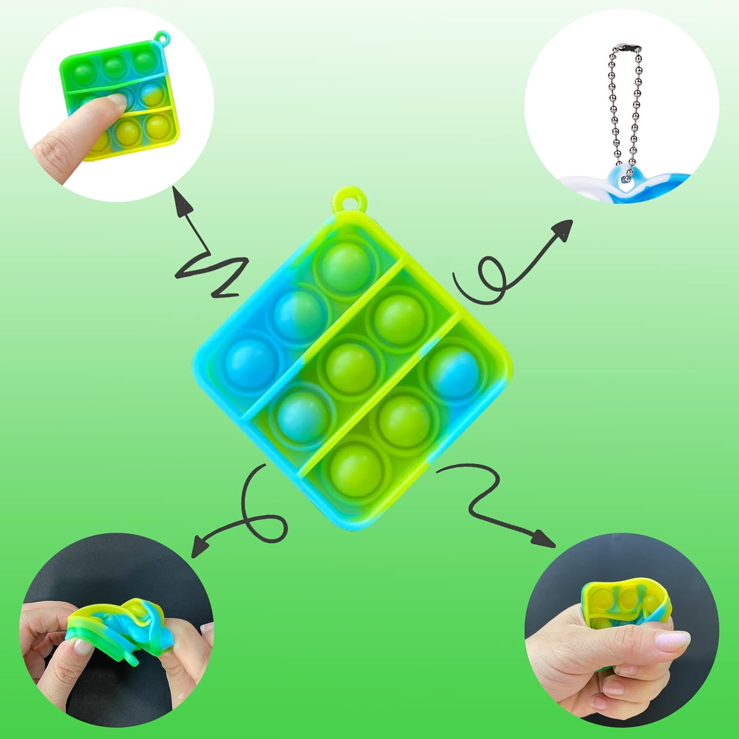 24 Pcs Mini Push Pop Bubble Fidget Toy, Simple Fidget Toy, Keychain Bubble Pop Desk Toy, Decompression Toys Suitable for All Ages (24 PCS) image number 5