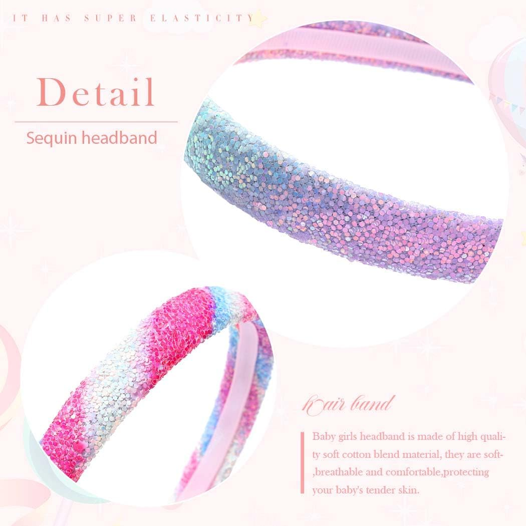 Fashband Girls Headbands Sequins Hair Band Sparkly Hair Hoop for Children Teens Daily Wearing Gift Party Decoration (Pink)