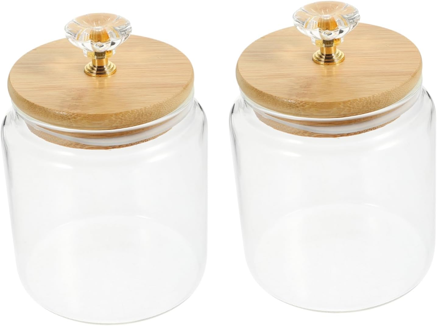 GRIRIW 2Pcs Glass Tea Jar Loose Tea Canister Lid Dried Fruit Storage Canisters for Kitchen Home Organizing image number 1