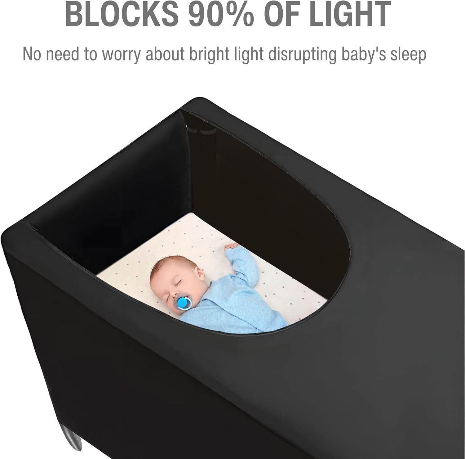 Pandaear Blackout Cover for Pack N Play, Breathable Crib Canopy Cover Tent for Pack and Play, Portable Stretchy Baby Netting for Indoor & Outdoor image number 3