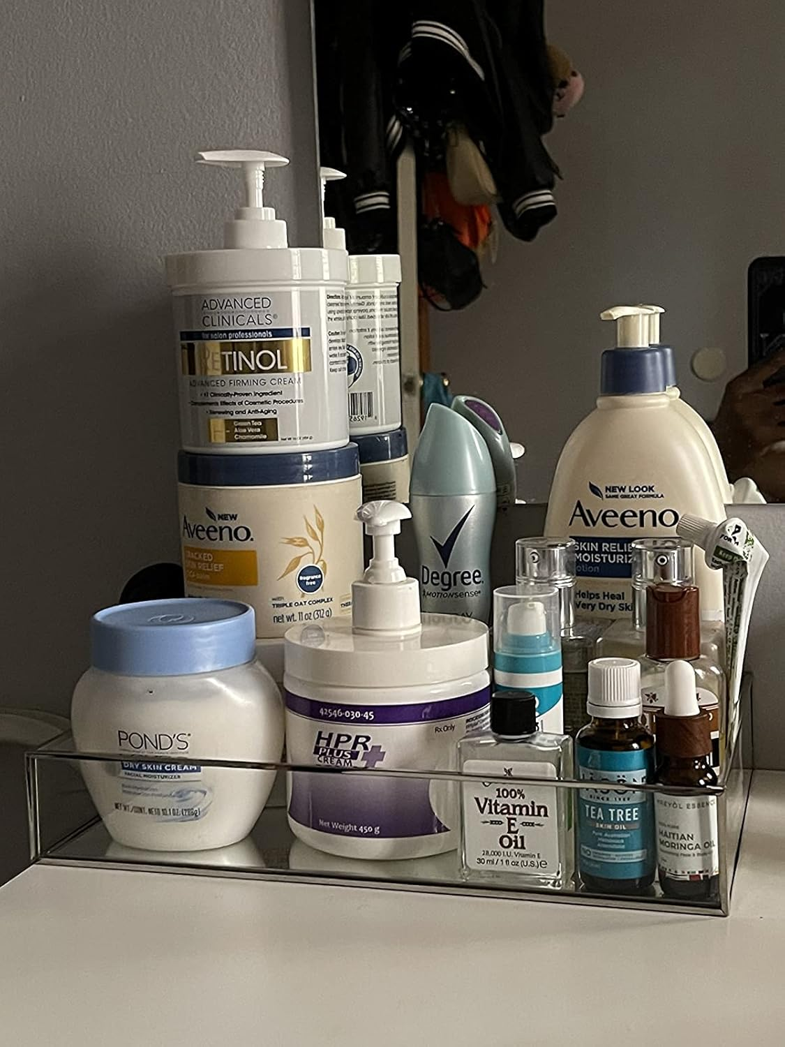 Cq Acrylic Decorative Tray,Silver Mirror Tray for Jewelry,Bathroom Vanity Tray,Jewelry Tray Storage Organizer Makeup Tray for Vanity and Dresser,Pack of 1