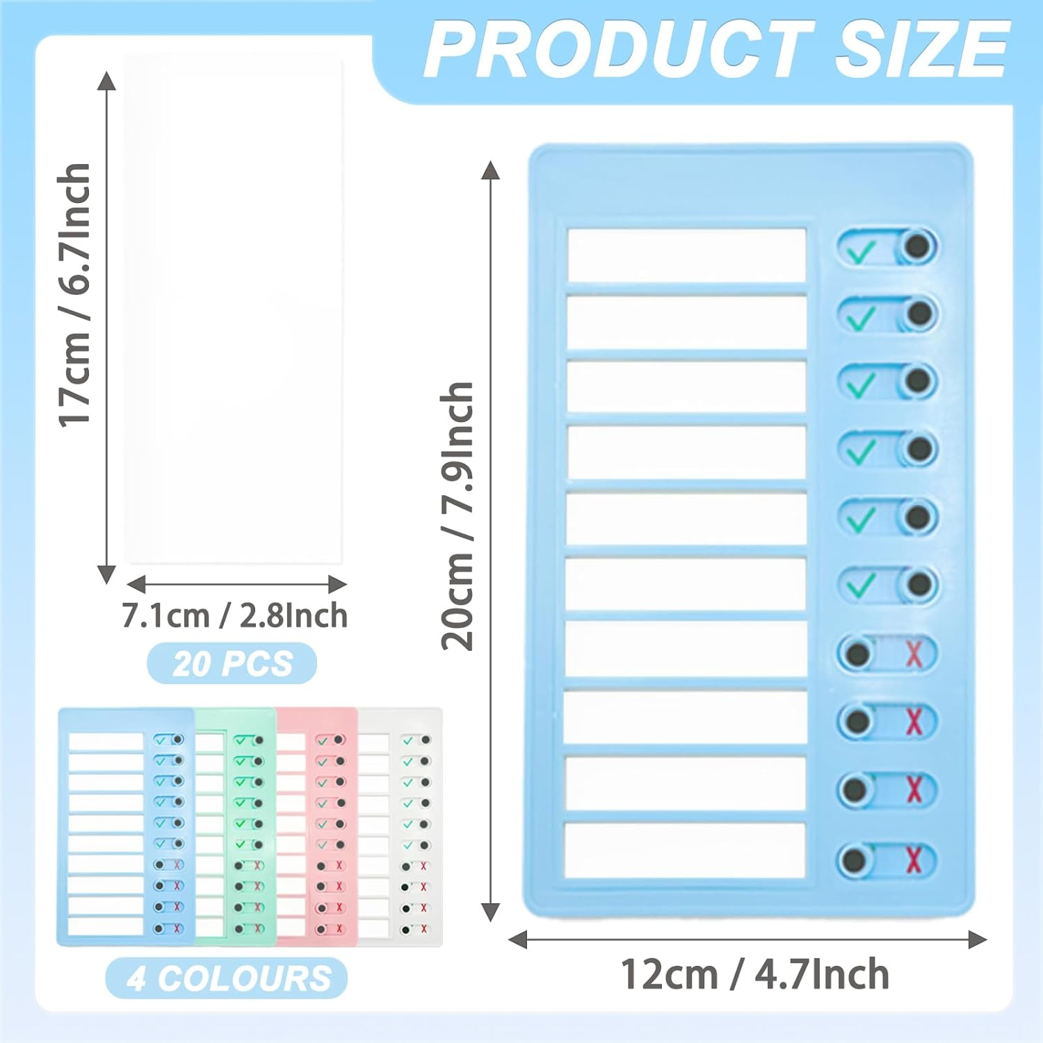 ZOHEA 4 PCS Removable Chore Chart Board for Kids, Reusable Checklist with 20 Detachable Cardstock, Plastic to Do List, Blank Checklist Board, Planning Board for Kids, Adults, Home, School, Office image number 1