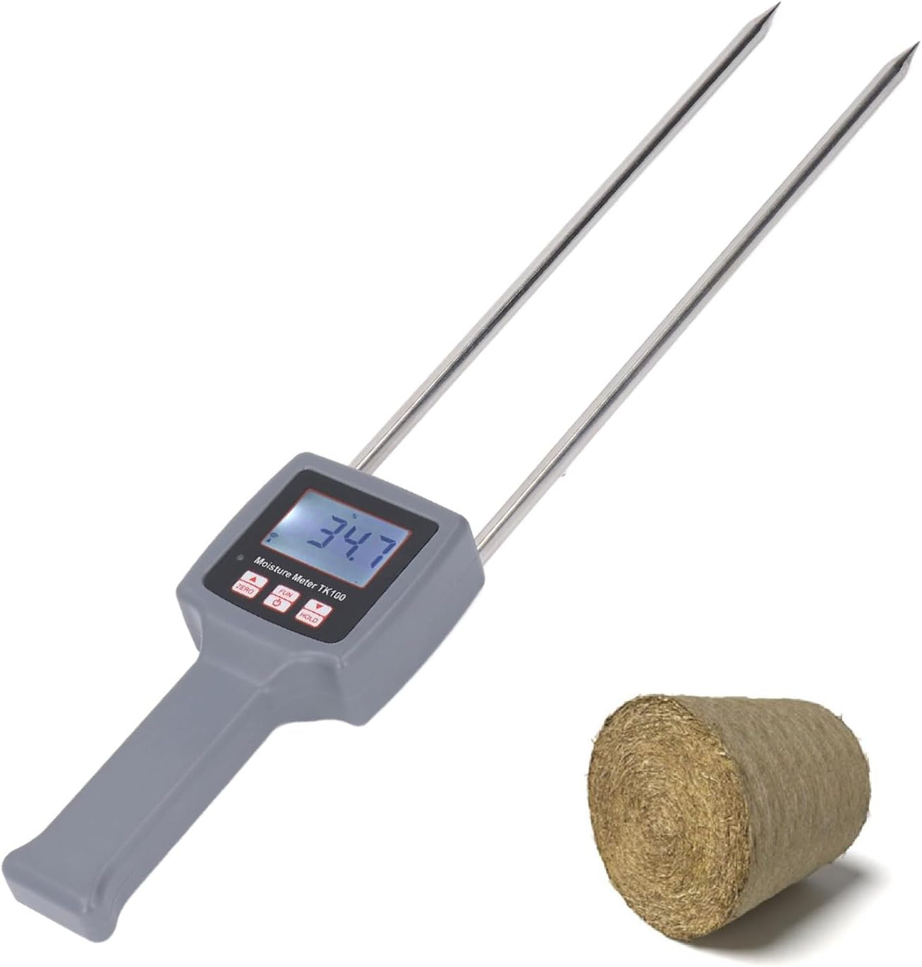TK100H Portable Hay Moisture Meter, 0-80% Digital LCD Grain Meter, Hay Bale Moisture Tester, Hay Meter Probe Humidity Tester for Cereal, Straw, Bran Froage Grass, Leymus Chinensis, Alfalfa image number 4