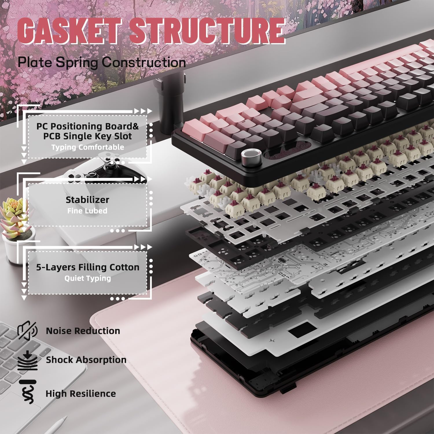 ATTACK SHARK X98PRO Wireless Mechanical Gaming Keyboard, Metal Knob&Tft Screen,Bt/2.4G /USB C Wired, Hot-Swappable RGB Backlit,4000Mah Battery,98 Keys, Cloud Drive,For Win/Mac/Linux-Blackberry image number 1