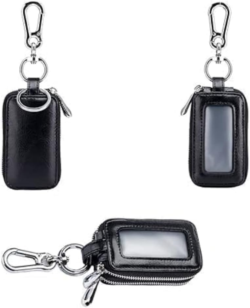 Fabselection Car Key Case Holder Leather Pouch Zipper Purse Car Key Holder（Black） image number 5