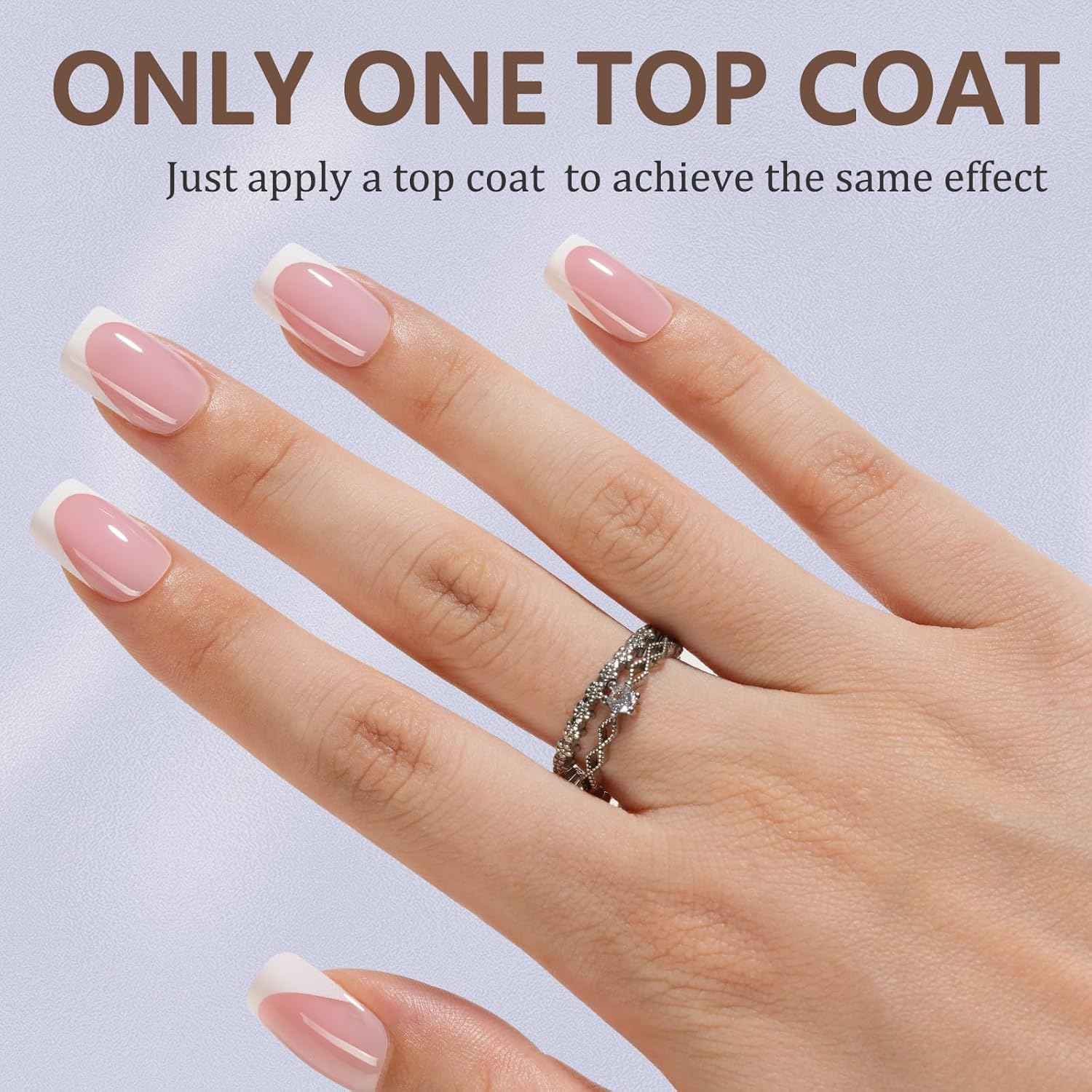 Misssix French Gel Nail Tips 160 Pcs French Tip Press on Nails Short Square Pink No Need to File Predurable Tips Fake Nails for DIY Nails 16 Sizes image number 2