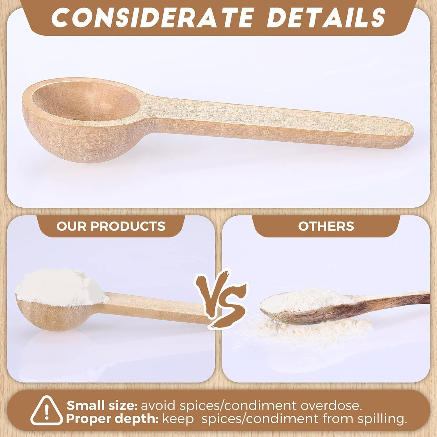 Shengsenfu Small -20 PCS Mini Bamboo Condiment Spoons for Salt Sugar Coffee Tea Honey and Jam Perfect for Seasoning Tasting and Stirring Small Wooden Kitchen Spoons Wooden Coffee image number 4