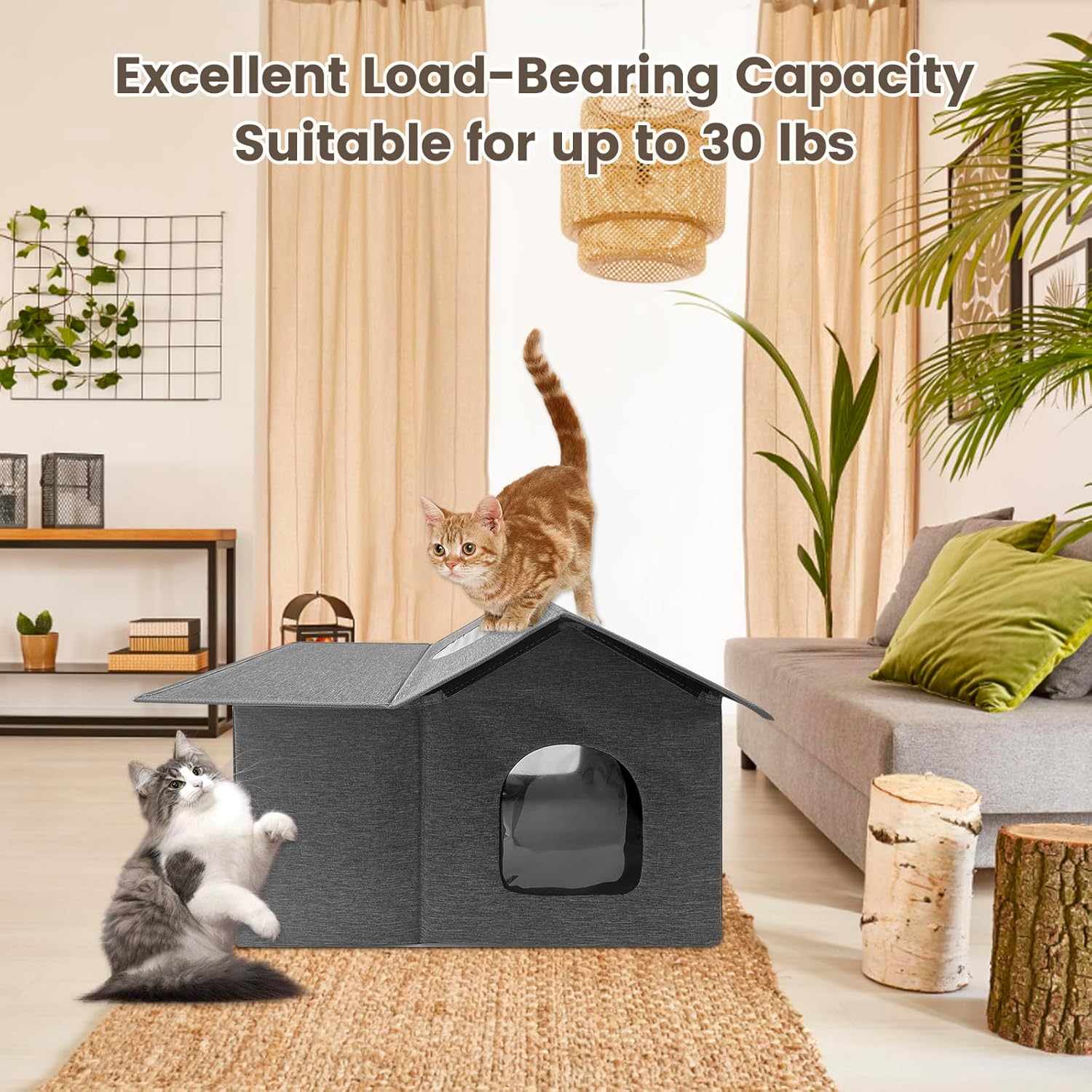 Homegroove Outdoor Cat House Waterproof, Insulated Cat Houses for Outdoor Cats with Removable Soft Mat, Collapsible Feral Cat Shelter for Multiple Cats, Easy to Assemble image number 1
