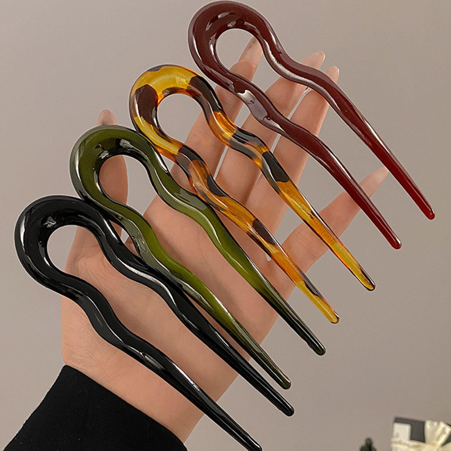 4 U-Shaped Wave Hair Pins and 4 Fishtail Hairpins, Retro Hairstyle Accessories, Female French Hairpins, Suitable for Fashion Styling Design.