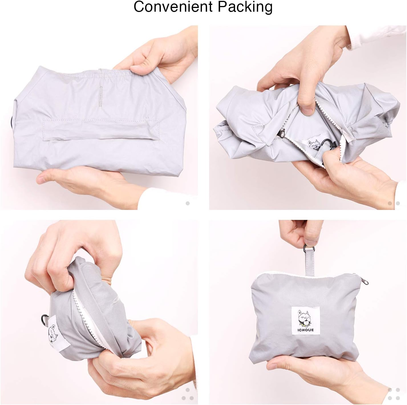 Ichoue Dog Reflective Safety Jackets Waterproof Raincoat Are All Made up of High Reflection Fabric Keep Dogs Visible Safe at Night for French Bullodg Pug- Silvery/Size S image number 5