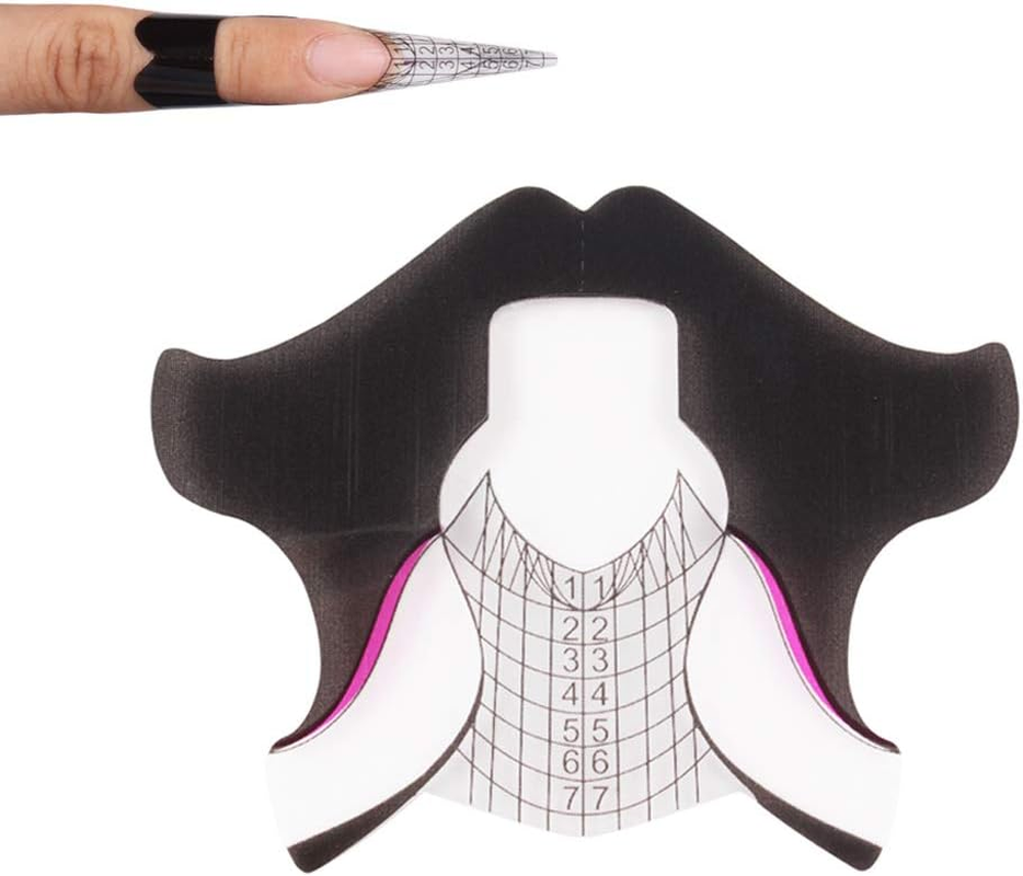 Beauty Leader 500 Pcs/Roll Nail Form Stickers Clear Nail Art Guide Form Acrylic UV Gel Tips Extension (Black Butterfly Design) image number 6