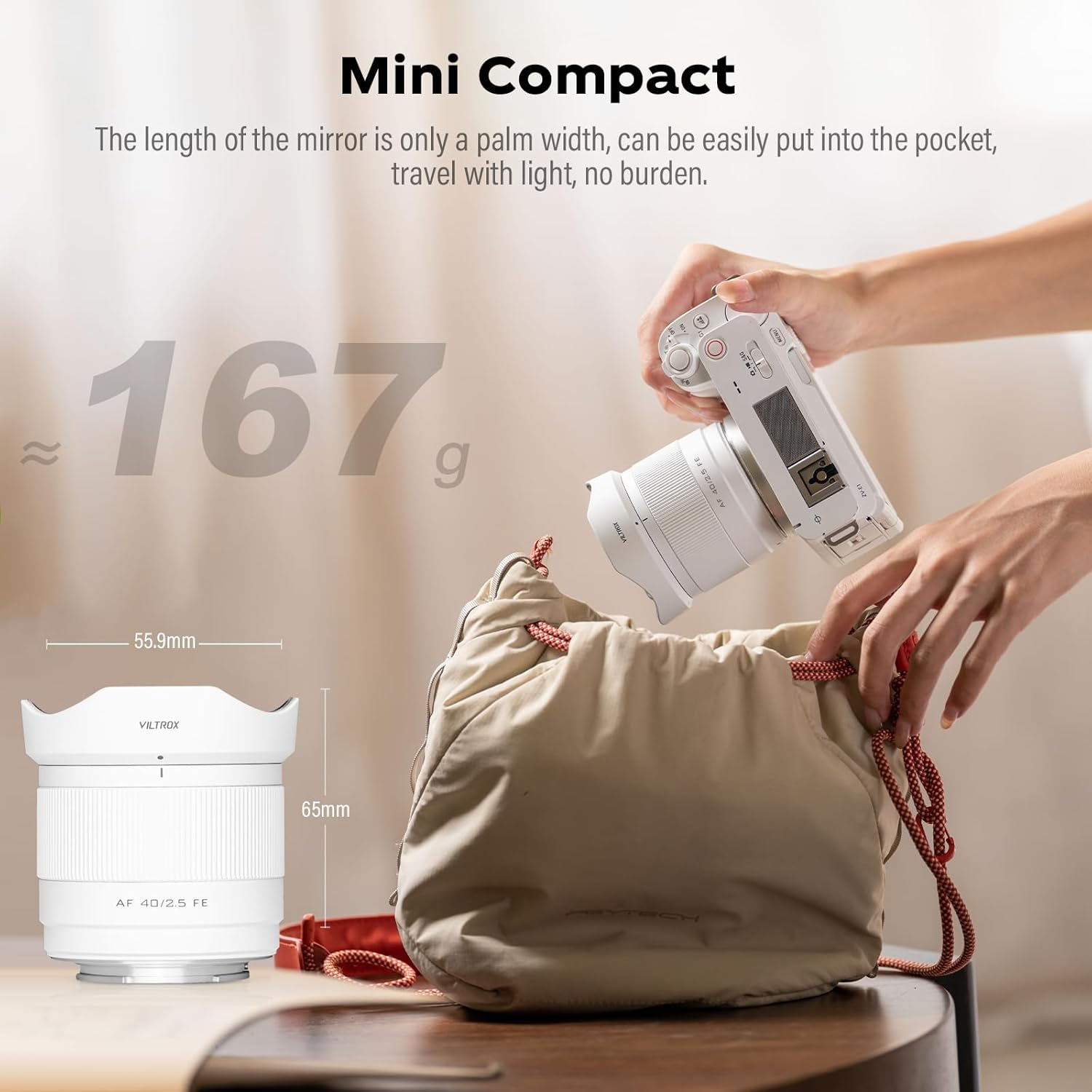 VILTROX 40 Mm F2.5 Autofocus Lenses Full Frame for Sony E Mount STM Camera Lenses Standard Camera Lenses Large Aperture Compatible with Sony A7 A7C A7Iii A7Riii A7Riv A7Rv A9 A6100 A6400 A6700 (White) image number 3