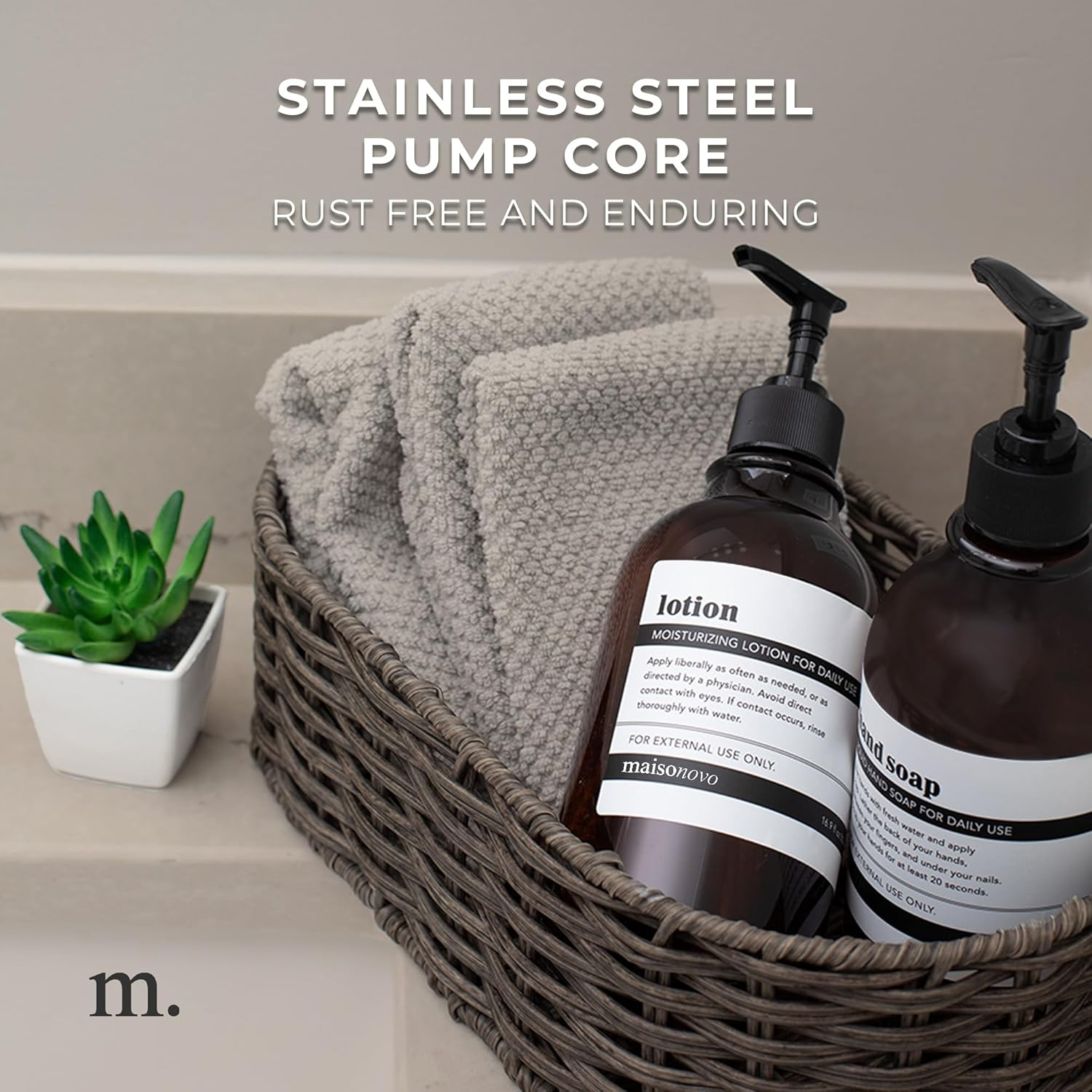 Maisonovo Apothecary Dispenser Bottle for Bathroom and Kitchen - Refillable for Shampoo Lotion Oil Shower Soap Hand Soap and Dish Soap - 3 Plastic Bottles image number 1