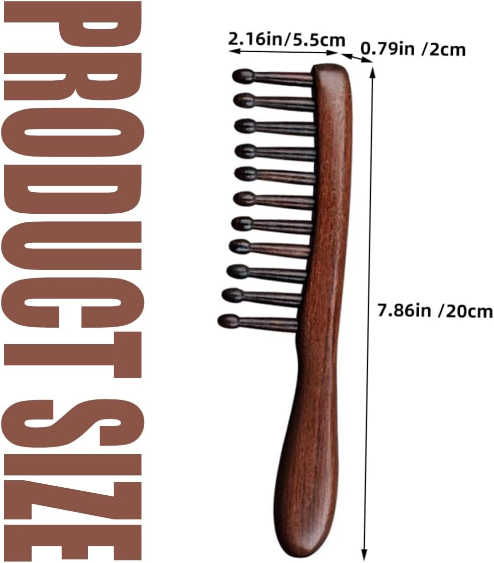 Lexziuo 1PCS Wide Tooth Wooden Comb for Scalp Massage - Natural Hair Detangler & Styling Comb for Men & Women with Comfortable Long Handle image number 1