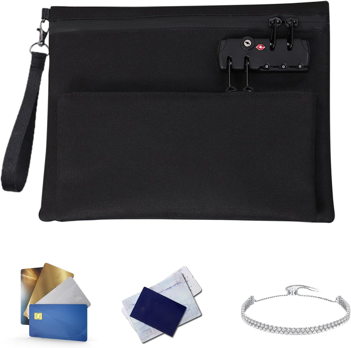 Cash Bag with Lock - Money Bag for Travel and Storage - Double Layer Wallet for Cash Register and Documents