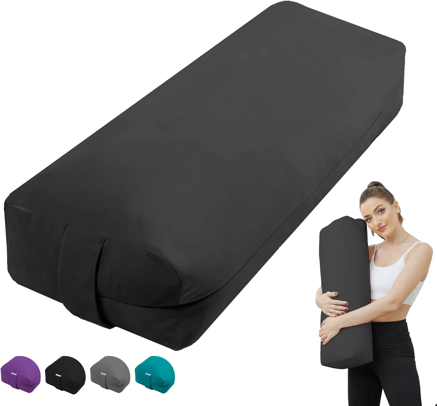 Restorative Yoga Bolster - Velvet Covered Meditation Pillow for Yin & Prenatal Yoga