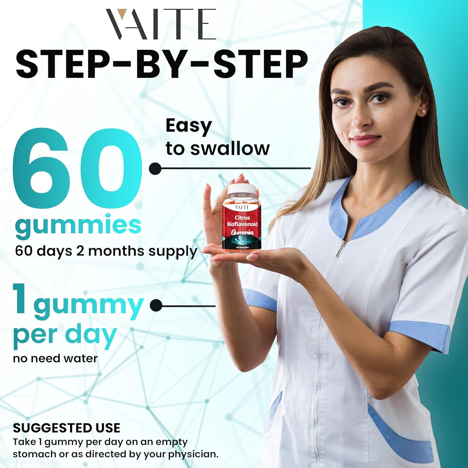 Citrus Bioflavonoid Complex Supplement 1000Mg &ndash; Antioxidant & Wellness Gummies with Plant-Based Bio-Flavonoids &ndash; Sugar-Free, Chewable Formula, Non-Gmo, Gluten-Free, Soy-Free &ndash; 60 Vegan Chews image number 2