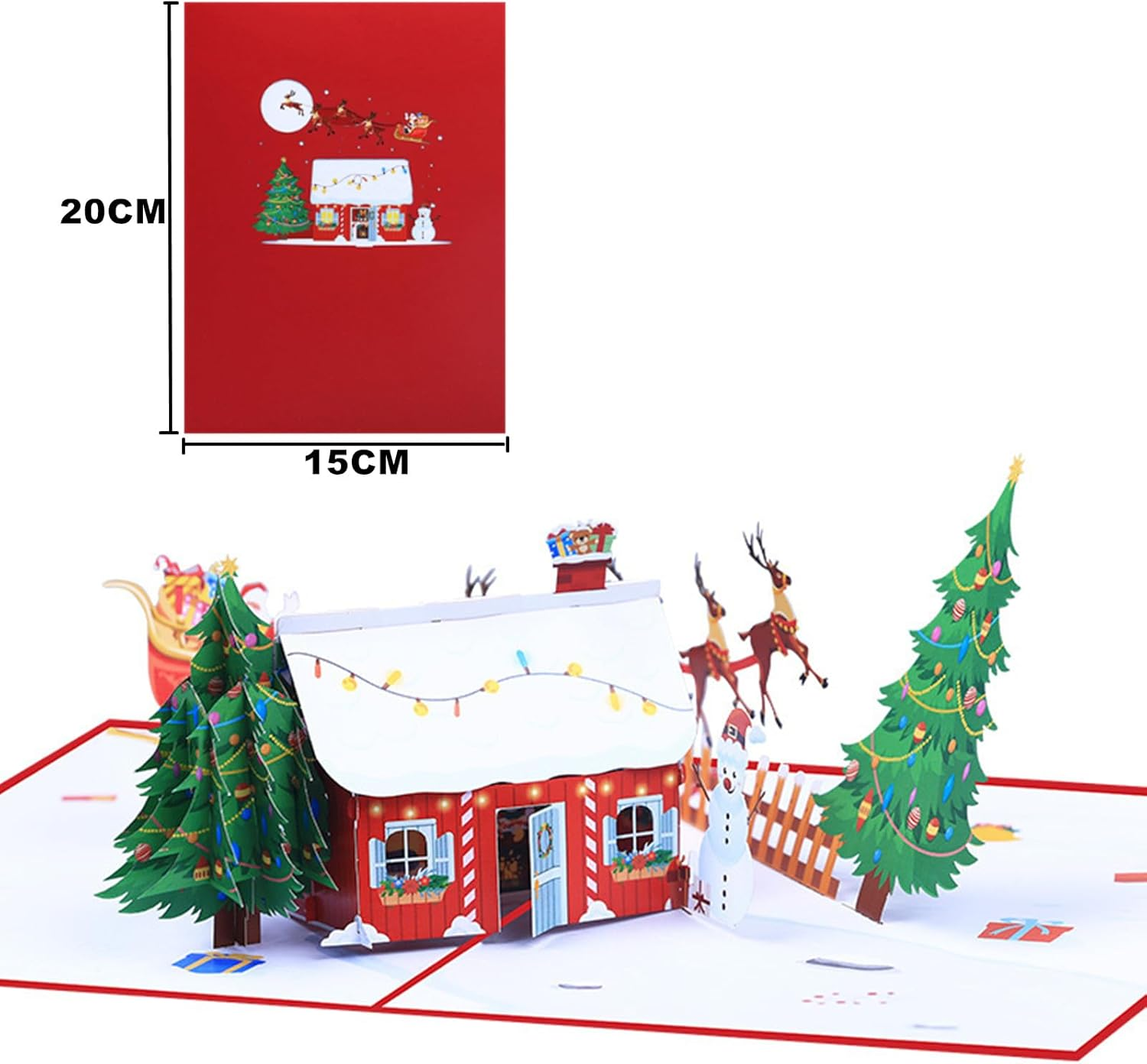 Pop up Christmas Cards 3D Chirstmas Gift Cards with Envelope for Xmas (House and Tree) image number 1