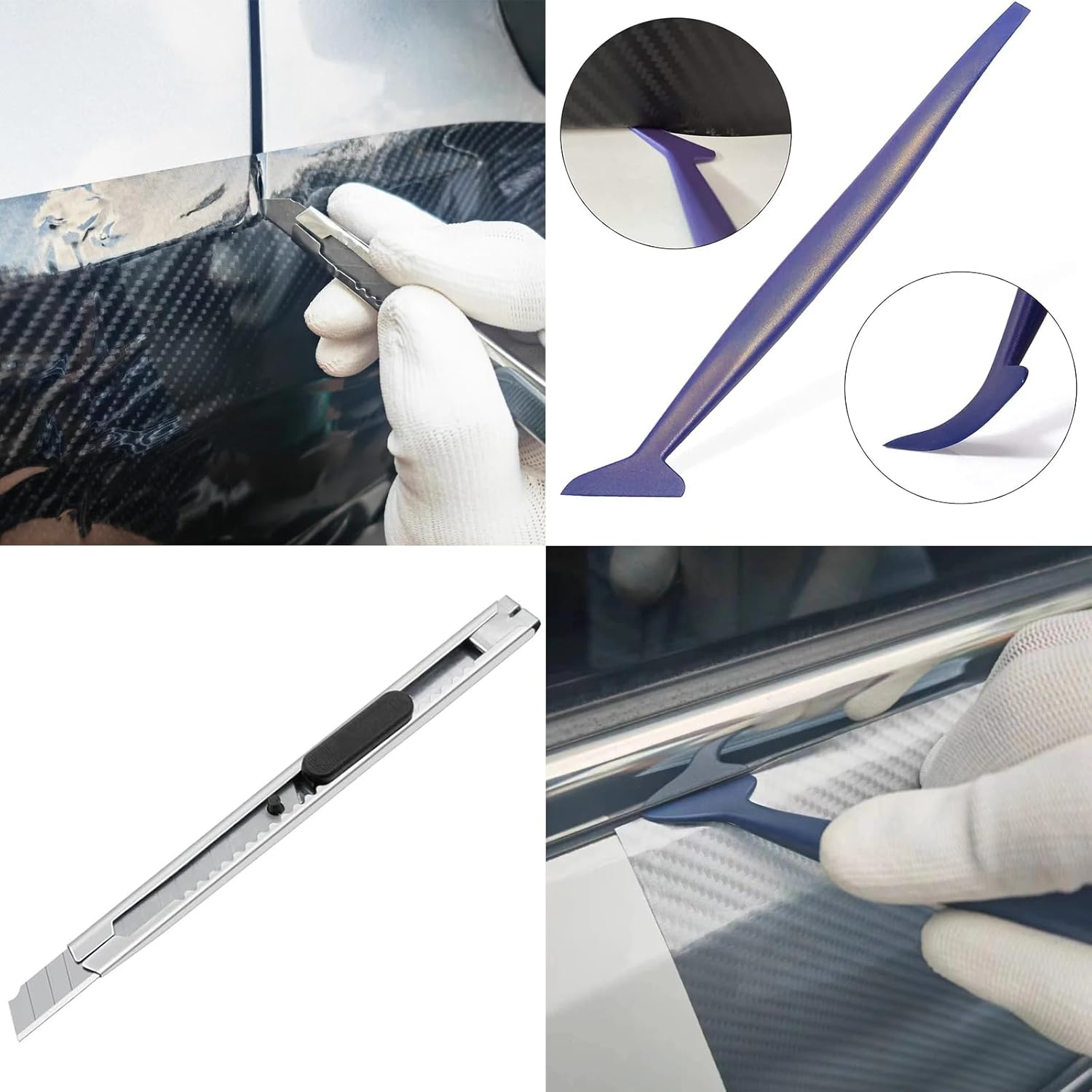 LZLRUN Window Tinting Tool Car Vinyl Wrap Tool Kit Contain Retractable 9Mm Utility Knife and Blades, 4 Inch Felt Squeegee, Zippy Vinyl Cutter and Mini Go Corner Squeegee for Vehicle Wrapping image number 5