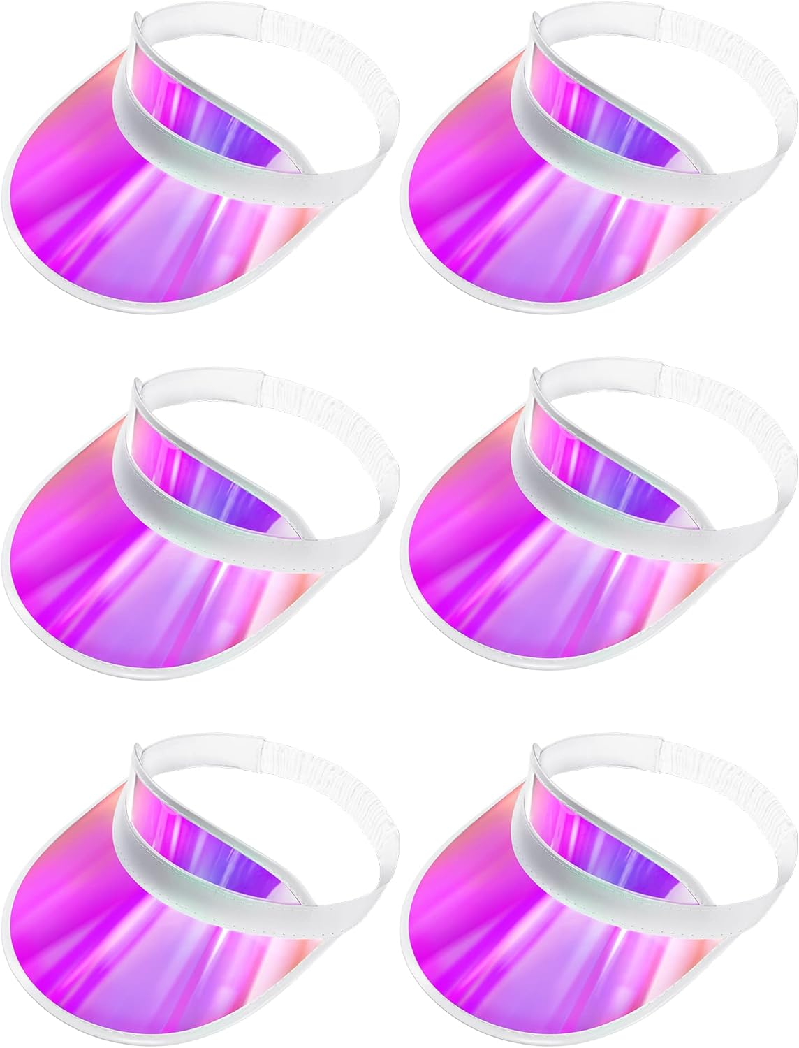Geyoga 6 Pcs Pink Clear Sun Visor Hats Plastic Sun Visor UV Protection Golf Cap Unisex PVC Transparent Visor Cap for Women Men, Gradient Purple, One Size image number 1