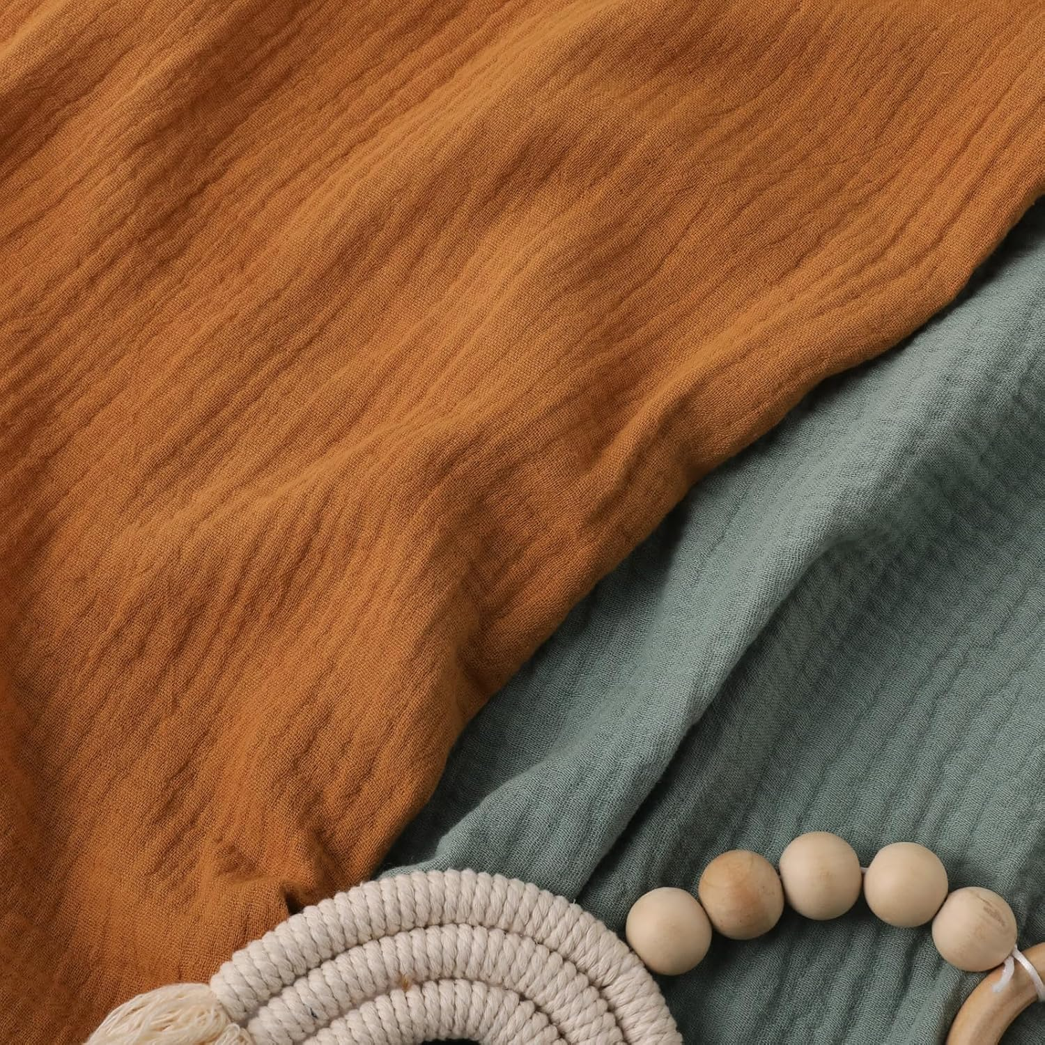 Muslin Swaddle Blankets, Neutral Receiving Blanket Swaddling for Newborn Boys and Girls, 5 Pack Breathable and Skin-Friendly Burp Cloths Swaddle Wrap for Infant Baby (Bright Colors) image number 5