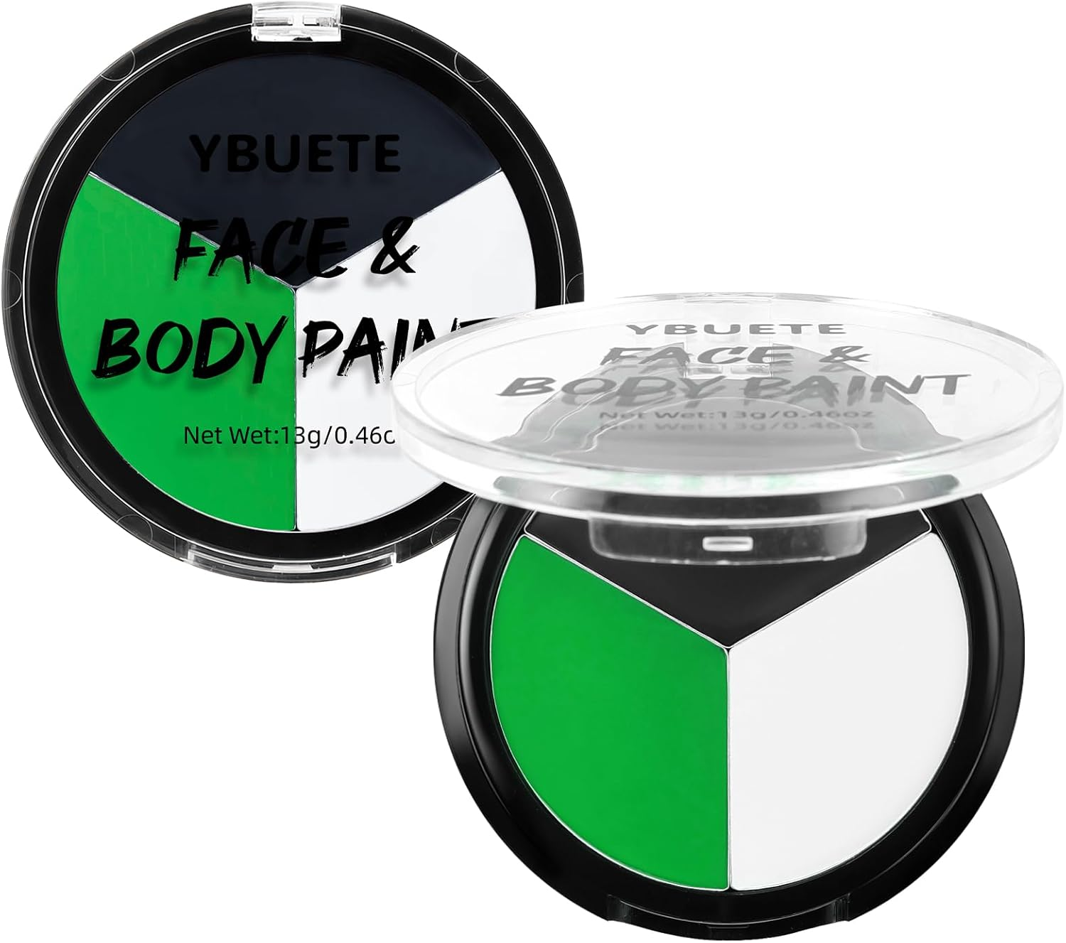 YBUETE Gray Black White Body Paint Palette, Oil-Based Waterproof Face Painting Cream for Halloween Cosplay SFX Makeup Skeleton Ghost & Mime Looks, Non-Toxic Face Paint for Adult Cosplay Stage Shows