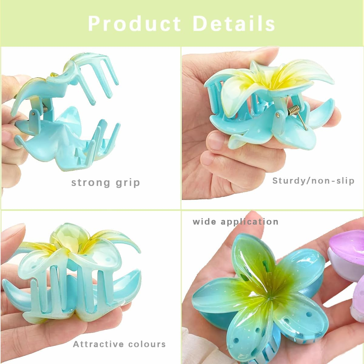 Onlvmyur Set of 8 Flower Hair Clips Plastic 8 Cm Flower Clips Hair and 2 Simulated Flower Hair Clips Set for Girls Women image number 4