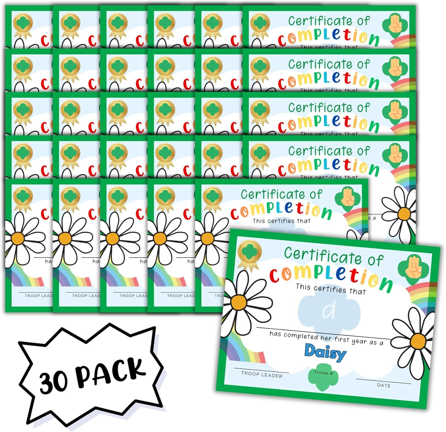 Scout First Year as a Daisy Completion Certificate Award 30Pk 8.5X11&rdquo; Troop Leader Bridge Girl Ceremony Brownie Cookie Sales Sold Here image number 3