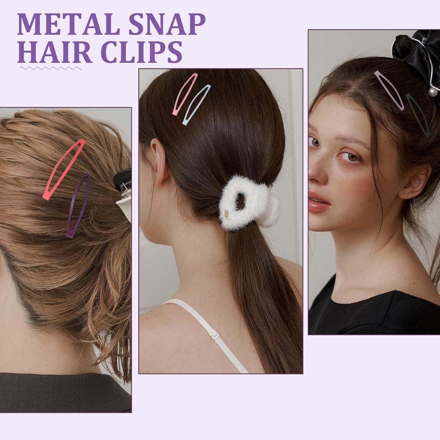 40 Pcs Metal Snap Hair Clips 3.15 Inch Water Drop Non Slip Hair Barrettes Non Slip Barrettes Decorate Hairstyle Accessories for Thick and Thin Fine Hairs Women Mixed Colors Iron Festival Gifts