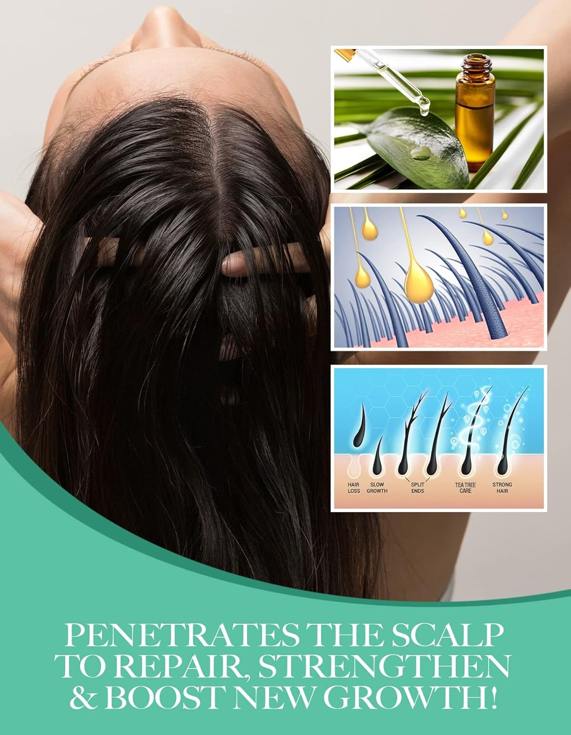 Ethereal Nature 99% Natural Hair Oil Blend with Peppermint, Green, 7.78 Oz