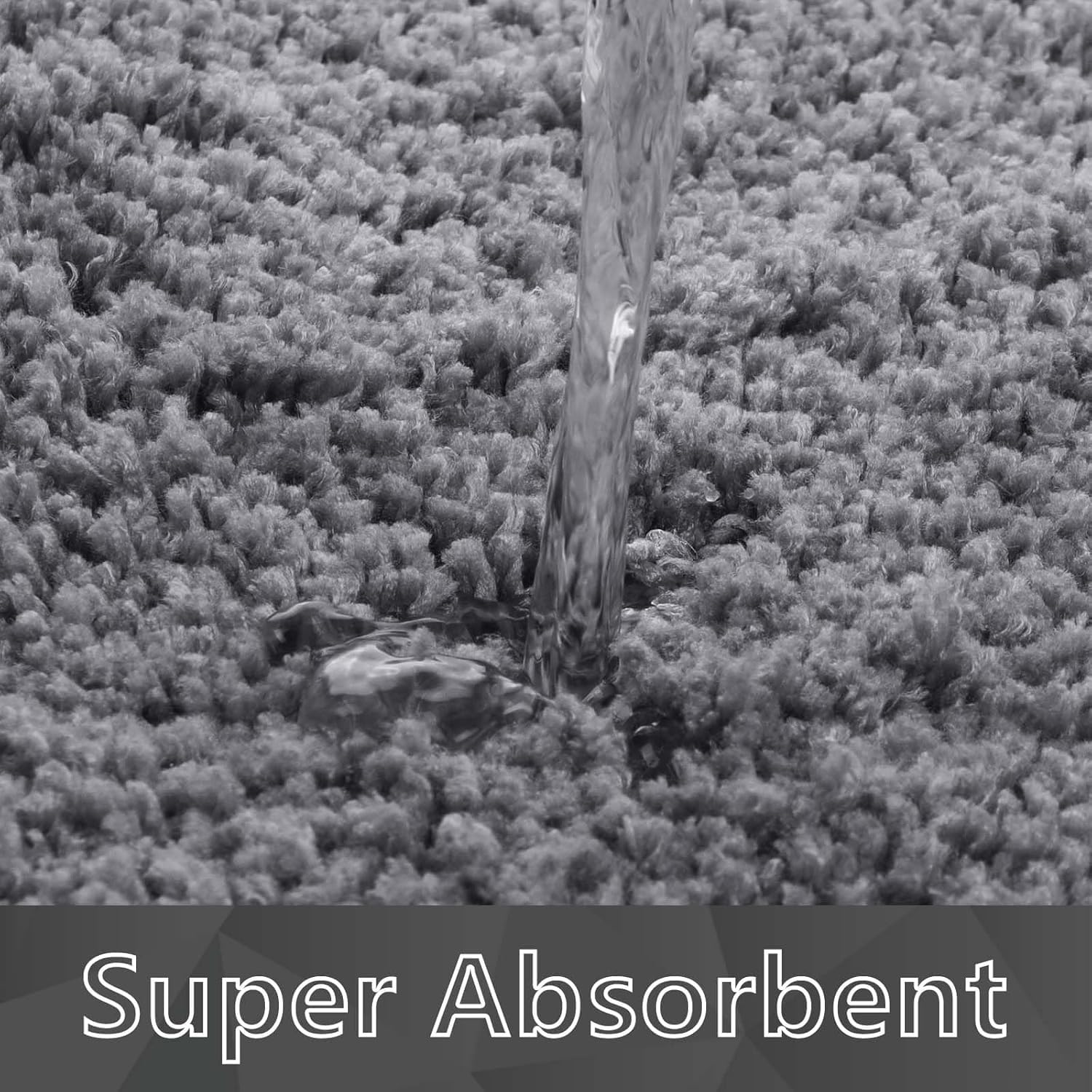 Miners2000 Shaggy Bathroom Rug, L-Shaped Dark Grey Bath Mat, Non Slip Corner Shower Mat, Water Absorbent Soft Bath Rug, Fluffy Washable Rug Carpet for Square Shower, Tub, Bath Room image number 5