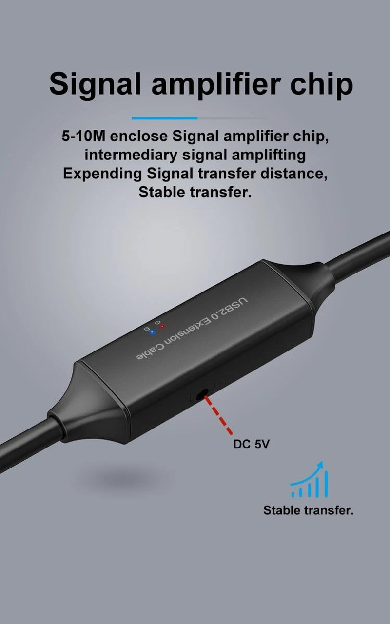 TEKERA 10M USB 2.0 Active Extension Cable Male to Female, Long USB a Extension Cord, USB Extender Repeater for Camera, Printer, Scanner, Keyboard, Game Console image number 6